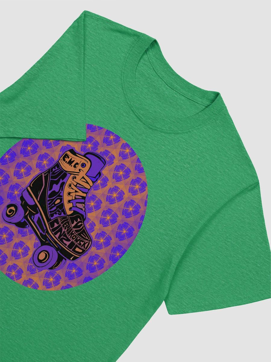 Evie Skates T-shirt with purple logo and green shirt product image (3)