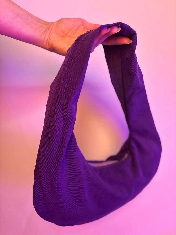 Small Slouchy Handbag (Purple Corduroy) product image (1)