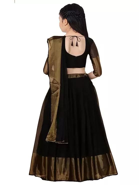 Girls & Girls Chiffon Solid Semi Stitched Kids Lehenga And Choli product image (1)