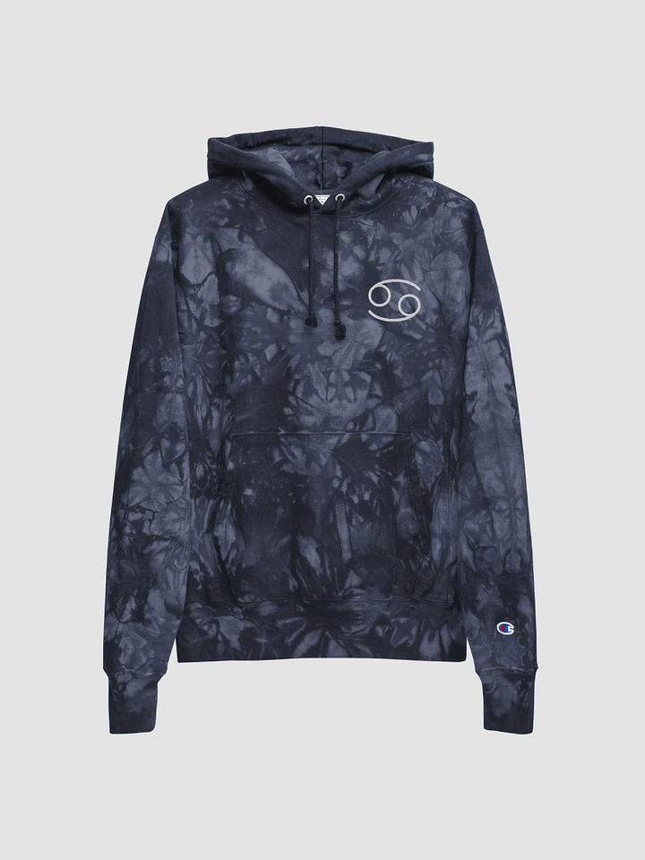 Cancer White on Navy Champion Tie Dye Hoodie product image (1)
