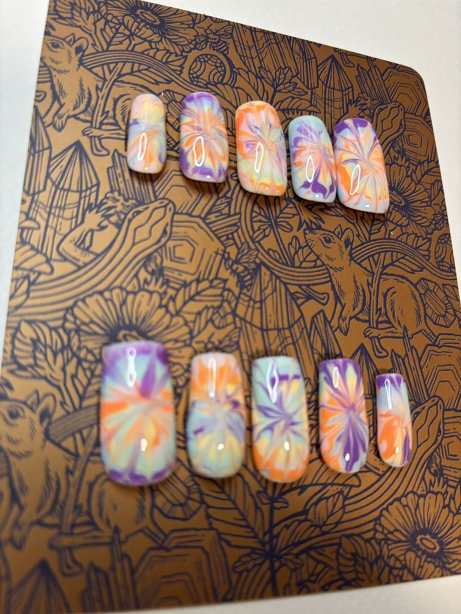 Handpainted 'Tye Dye' Press On Nails product image (2)
