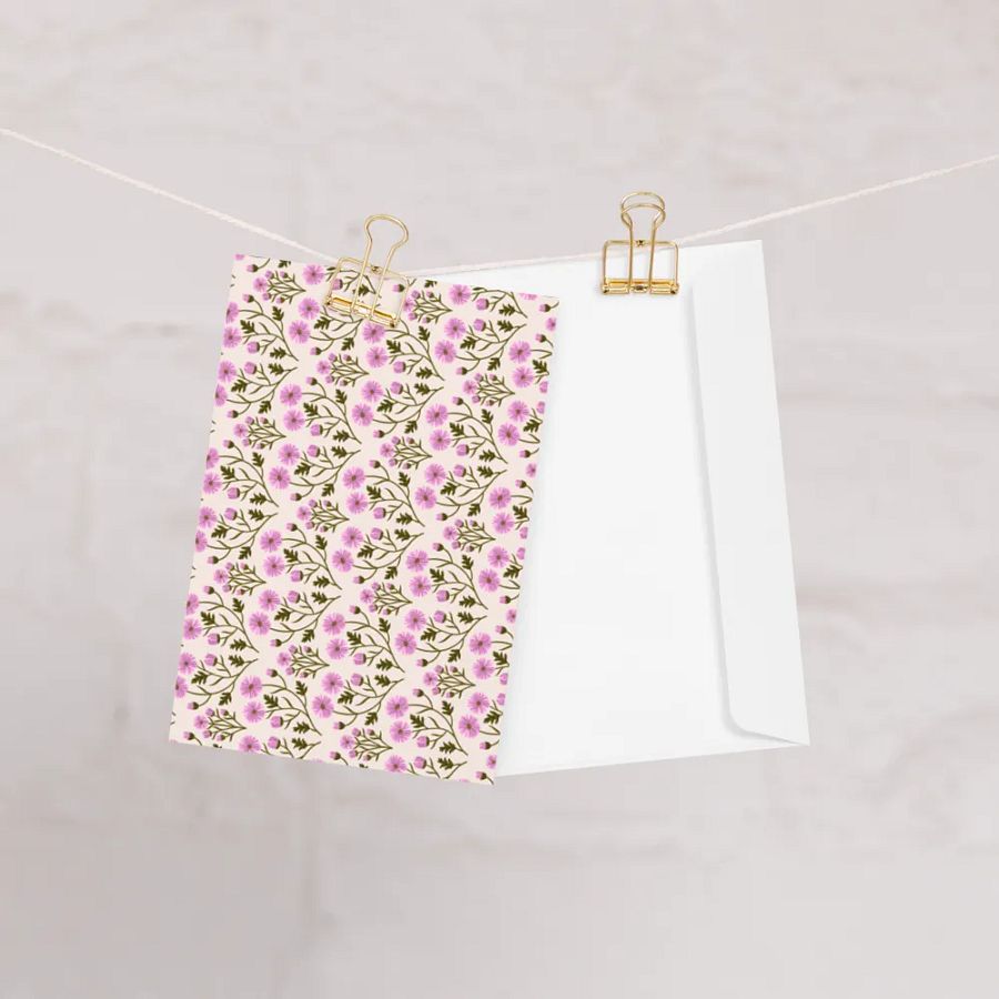 Harmony of Mums - Pink and Green - Greeting Card - Empty Inside product image (3)