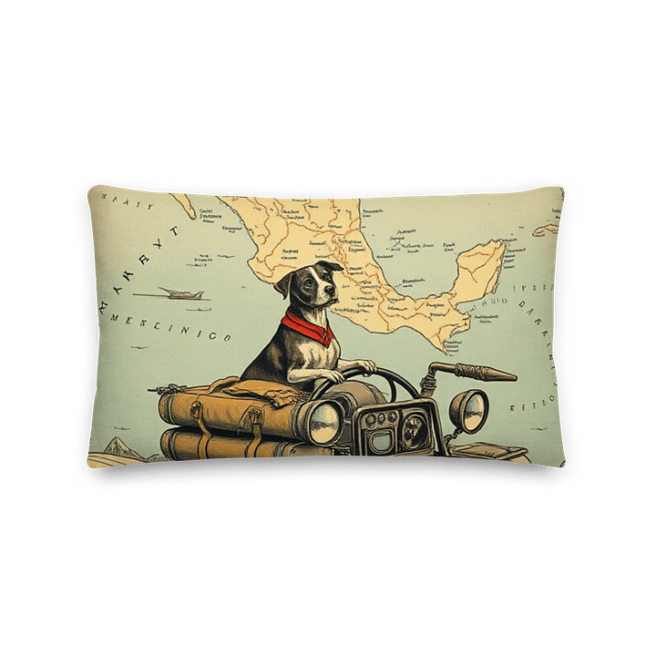 Rebel Co-Pilot Mexico Map Throw Pillow | Retro Dog Travel Decor | Square & Lumbar Cushion product image (2)