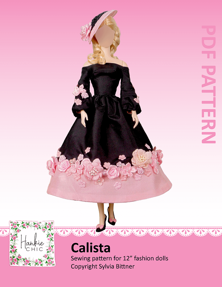 Calista sewing pattern for 12" fashion dolls product image (1)