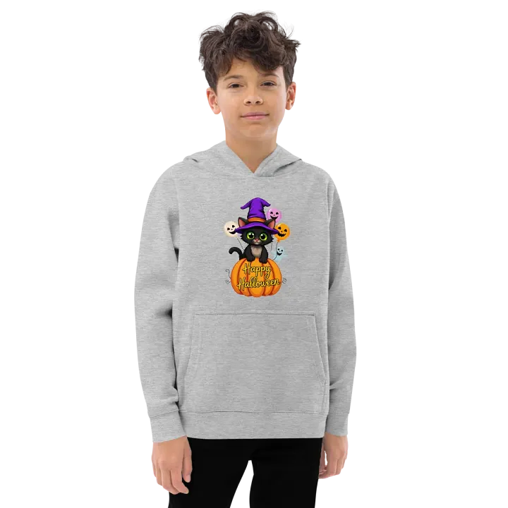 Witchy Sitting Pumpkin Cat Youth Pullover Fleece product image (3)