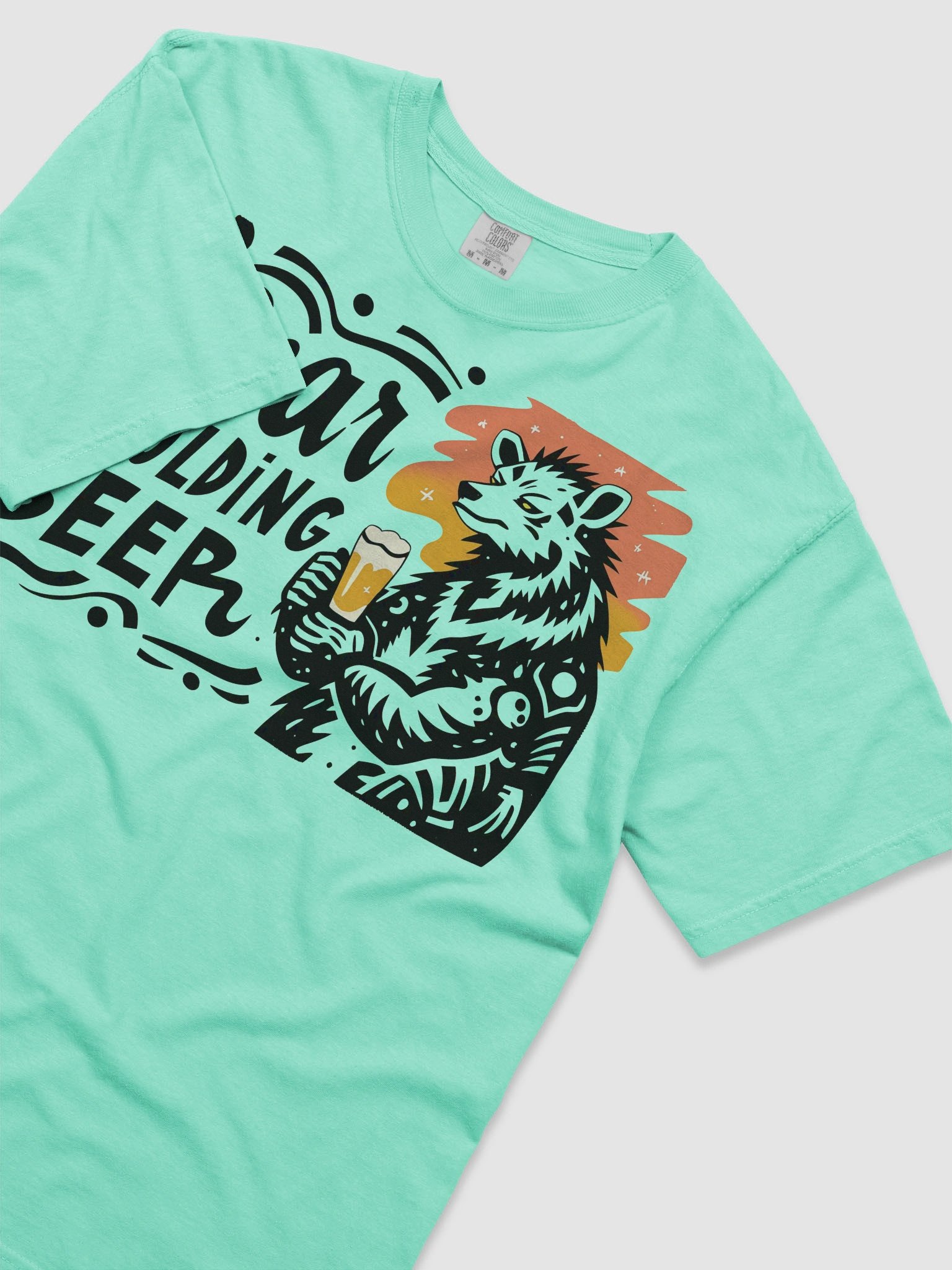 Stylized Bear with Beer Glass | Creative Typography Print Heavyweigh T-Shirt product image (28)