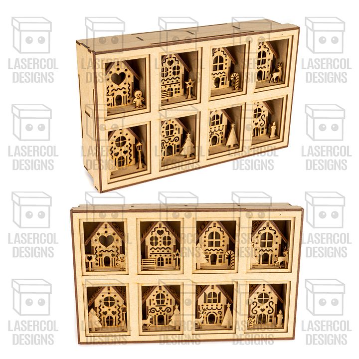 Christmas Houses Ornaments Boxes Set 2 (8 Houses Styles) - Laser Cut Files product image (2)