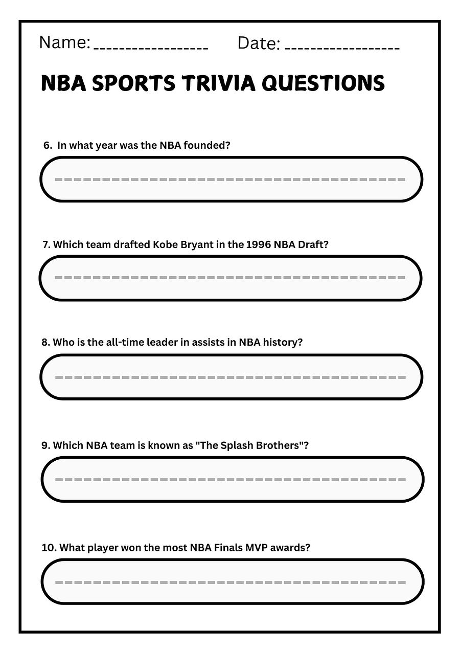 NBA Sports Trivia – 10 Fun Questions & Answers (Printable Worksheet) product image (3)