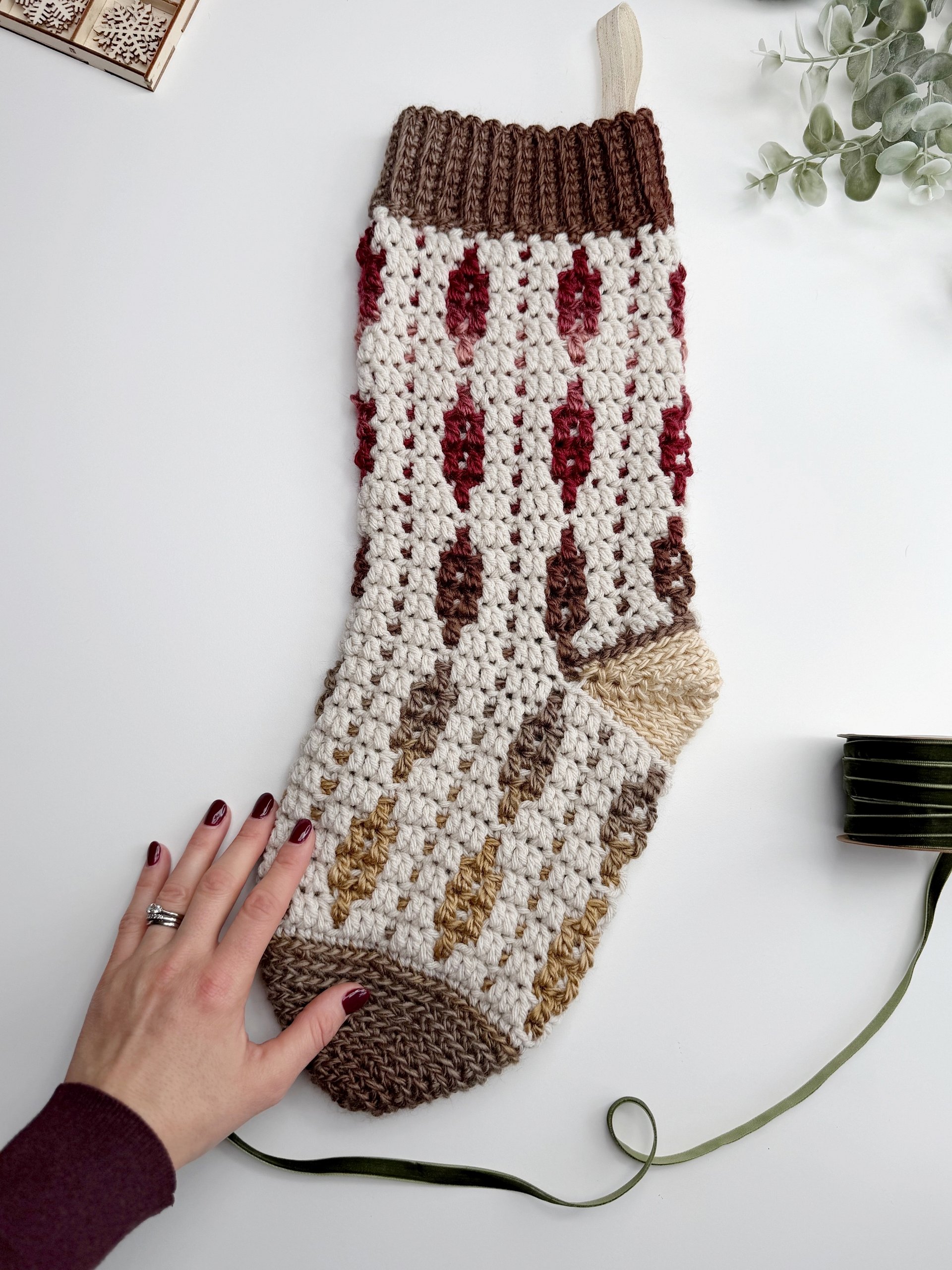 CROCHET PATTERN + VIDEO Overlay Mosaic Stocking - Starlight Stockings, 2 Designs, Charts Included In PDF product image (8)