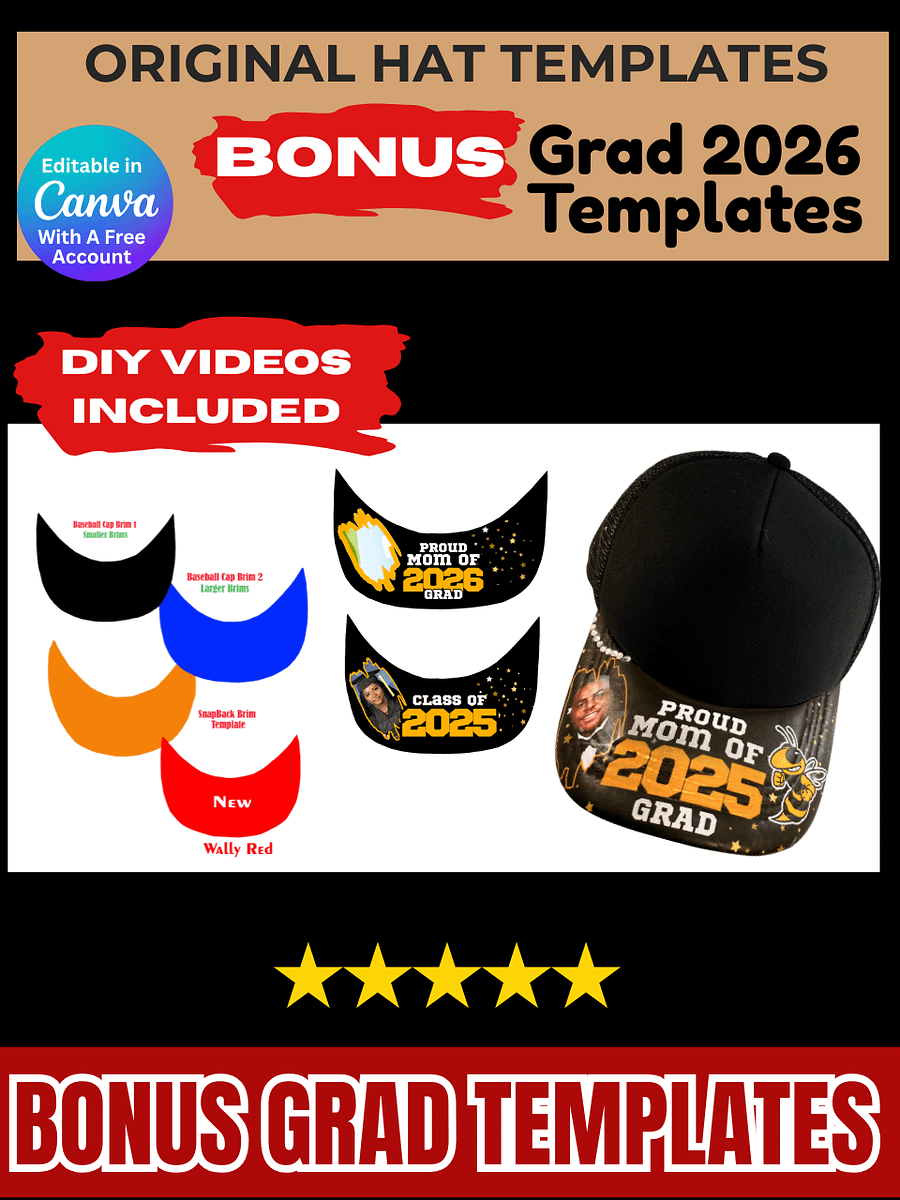How to add an Image to the Bottom Brim of Your Hat - Original Templates and Videos - PDF PSD PNG Editable in Canva product image (1)