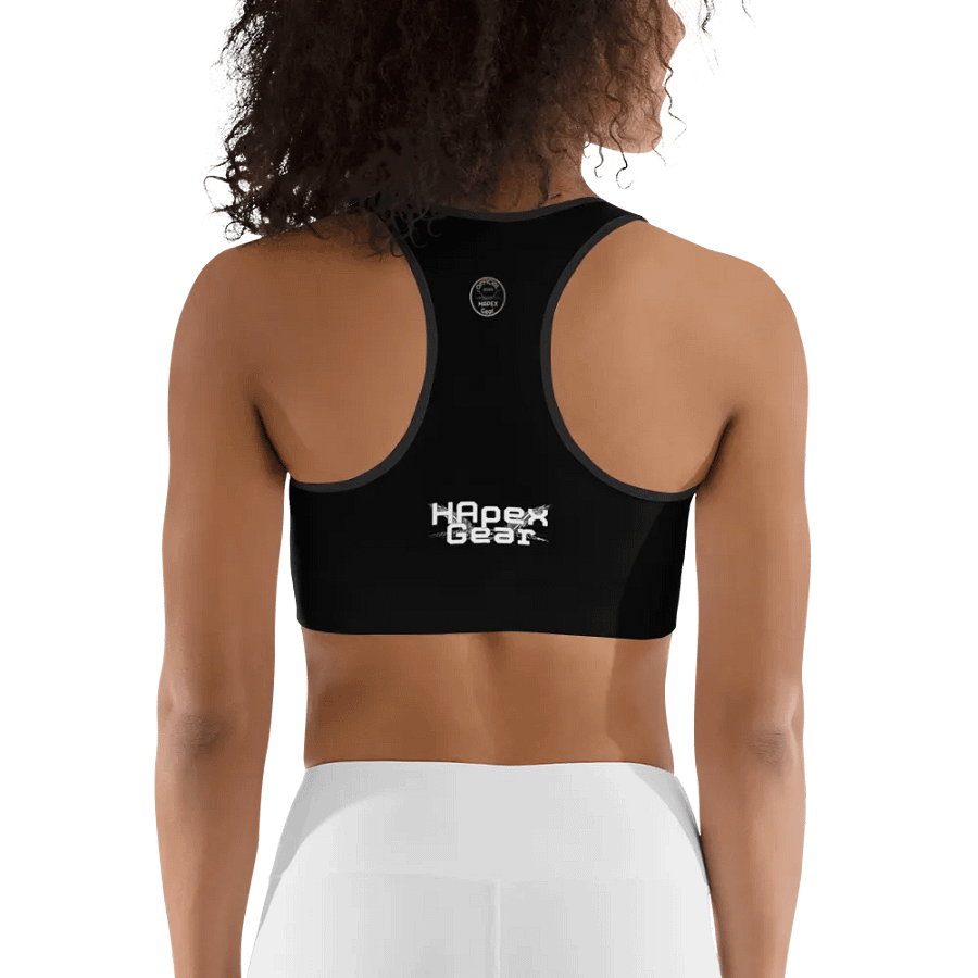 White HApex Gear White Logo Cancer Awareness Orange Ribbon. Black Sports Bra product image (5)