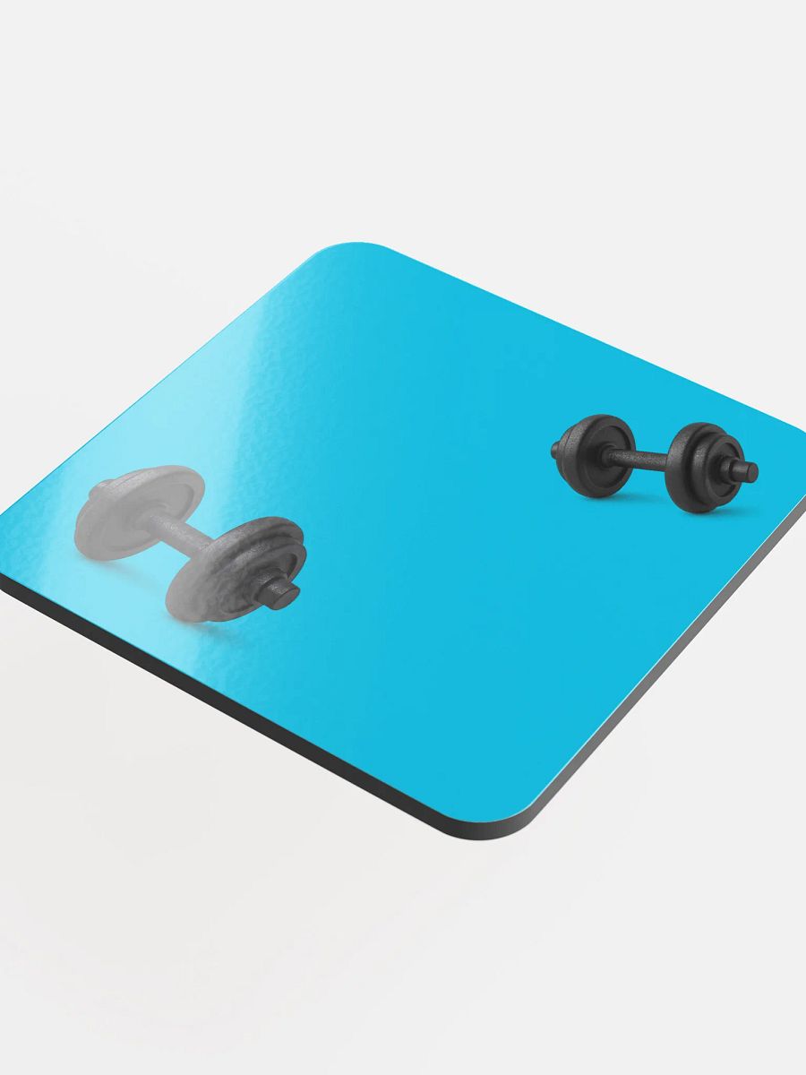 Cyan Black Double Dumbbell Cork Coaster product image (4)