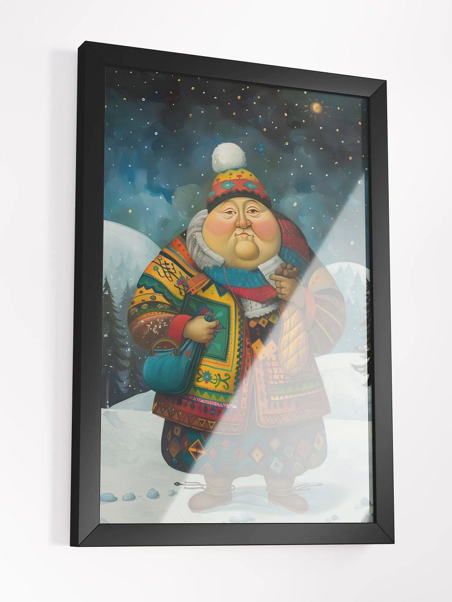Whimsical winter figure in vibrant patterned outfit. product image (3)