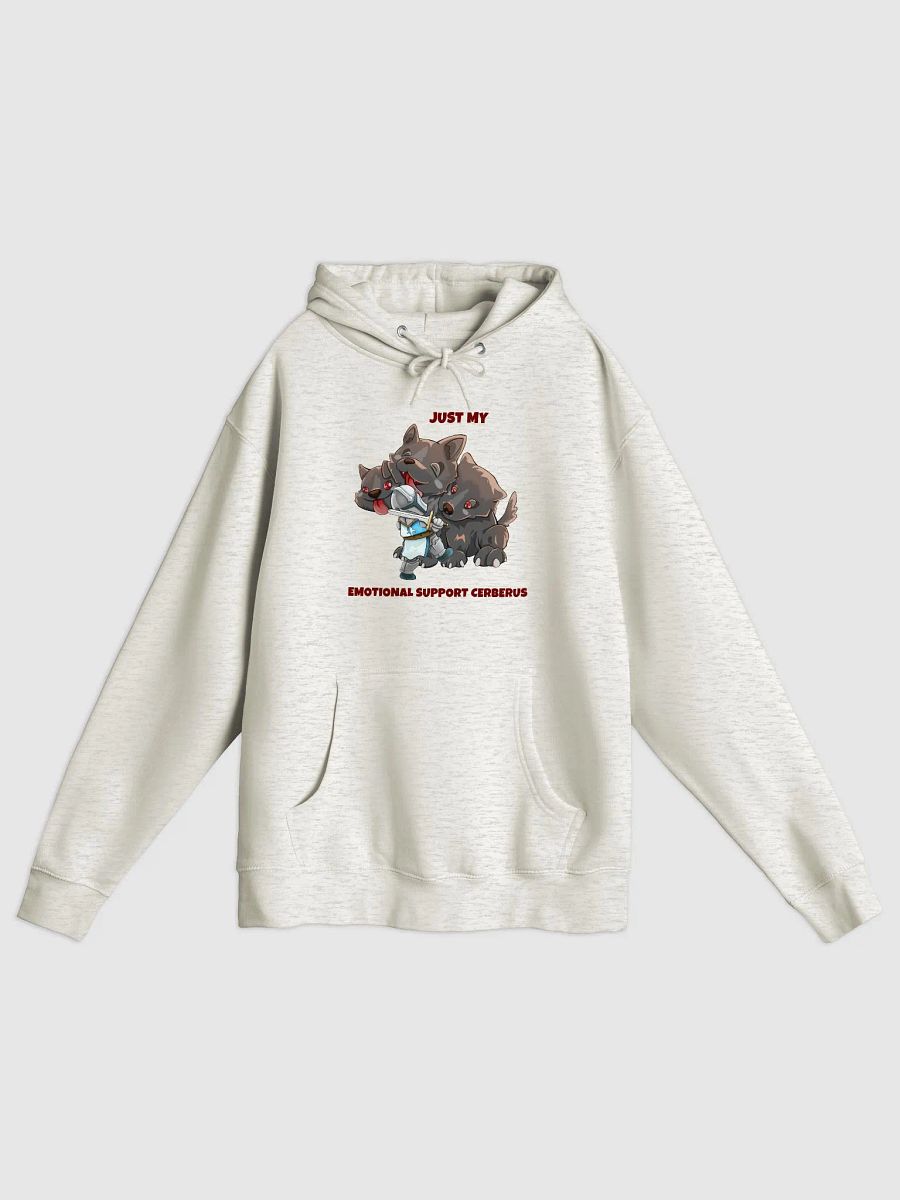 Emotional Support Cerberus & Knight medium-heavy fleece lined hoodie for gamers and pet lovers product image (1)