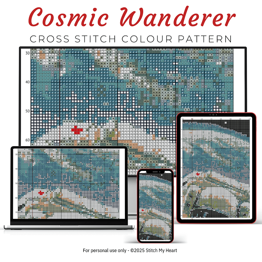 Cosmic Astronaut Cross Stitch Pattern product image (3)