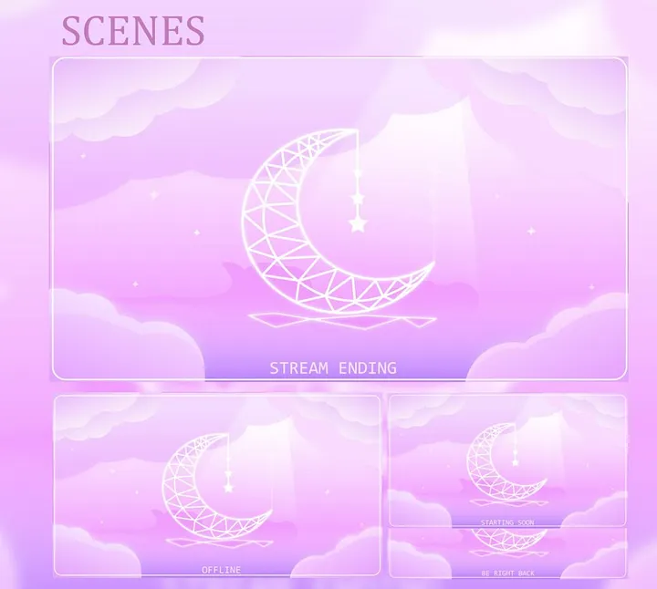 Pink Celestial Vtuber Stream Overlay Animated product image (2)