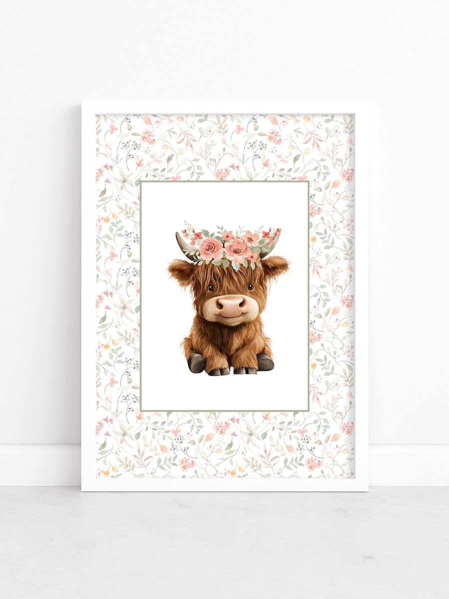 Highland Cow with Watercolor Florals product image (1)