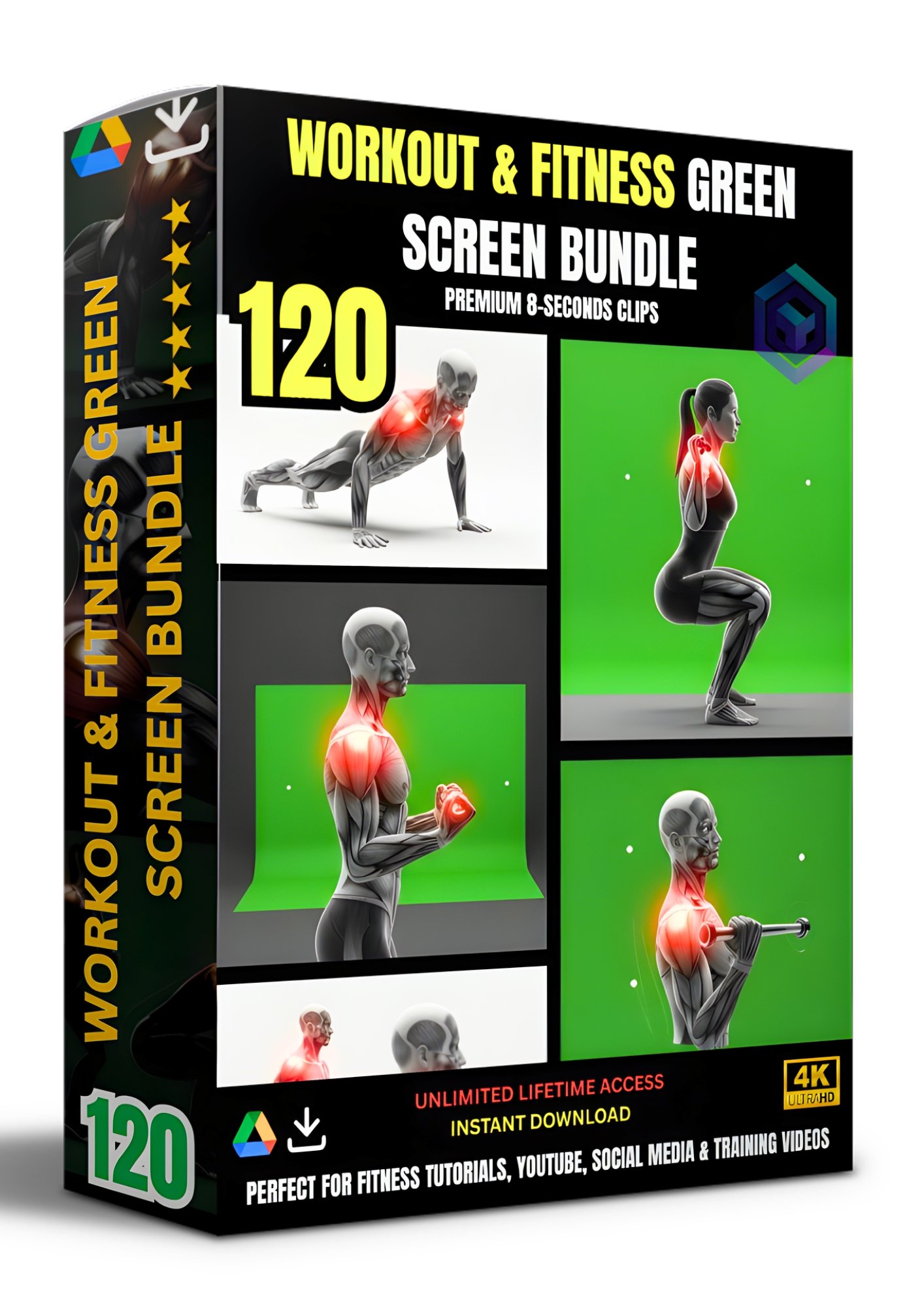 120 HIGH-ENERGY WORKOUT & FITNESS GREEN SCREEN CLIPS BUNDLE FOR VIDEO CREATORS product image (1)
