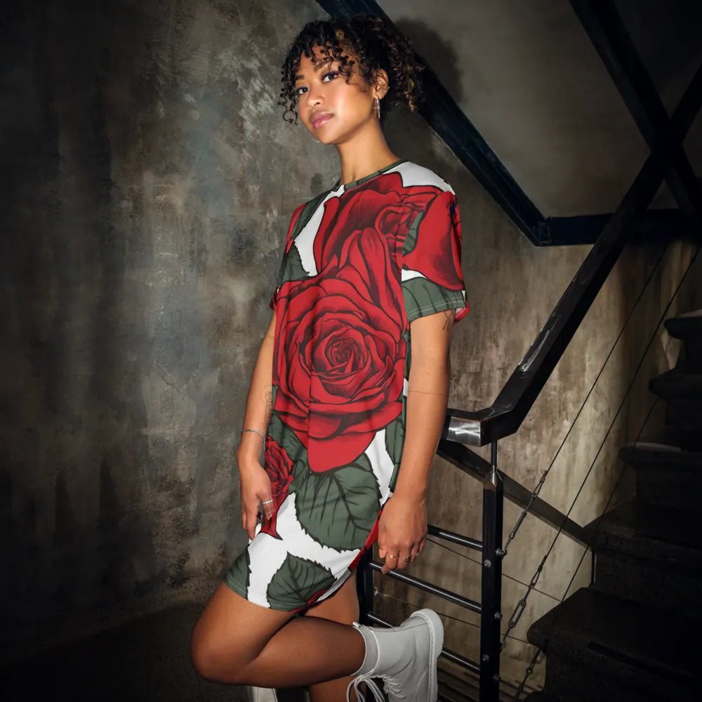Red Rose Rhapsody All-Over T-Shirt Dress product image (12)