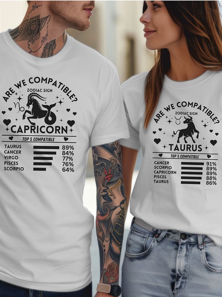 Capricorn Zodiac Sign Romantic Compatibility T-Shirt - Bella Canvas 3001 Unisex Staple T-Shirt - Light Colors product image (2)
