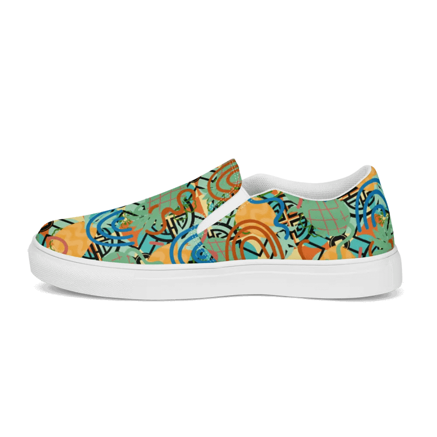 Yadit Abstract Collection in Green-Blue-Women's Slip-On Canvas Shoes product image (11)