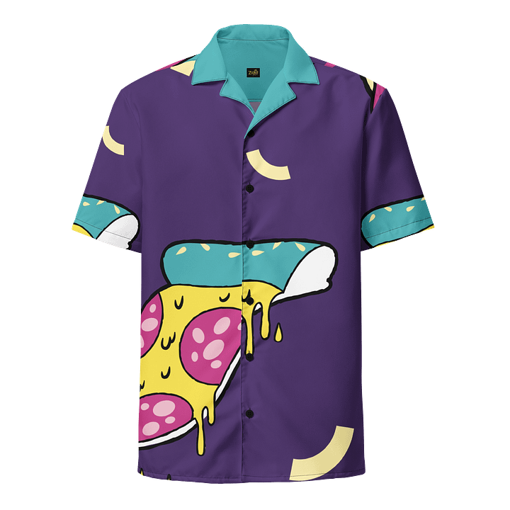 Zabu Tropical Breeze Purple Pizza Hawaiian Shirt product image (2)