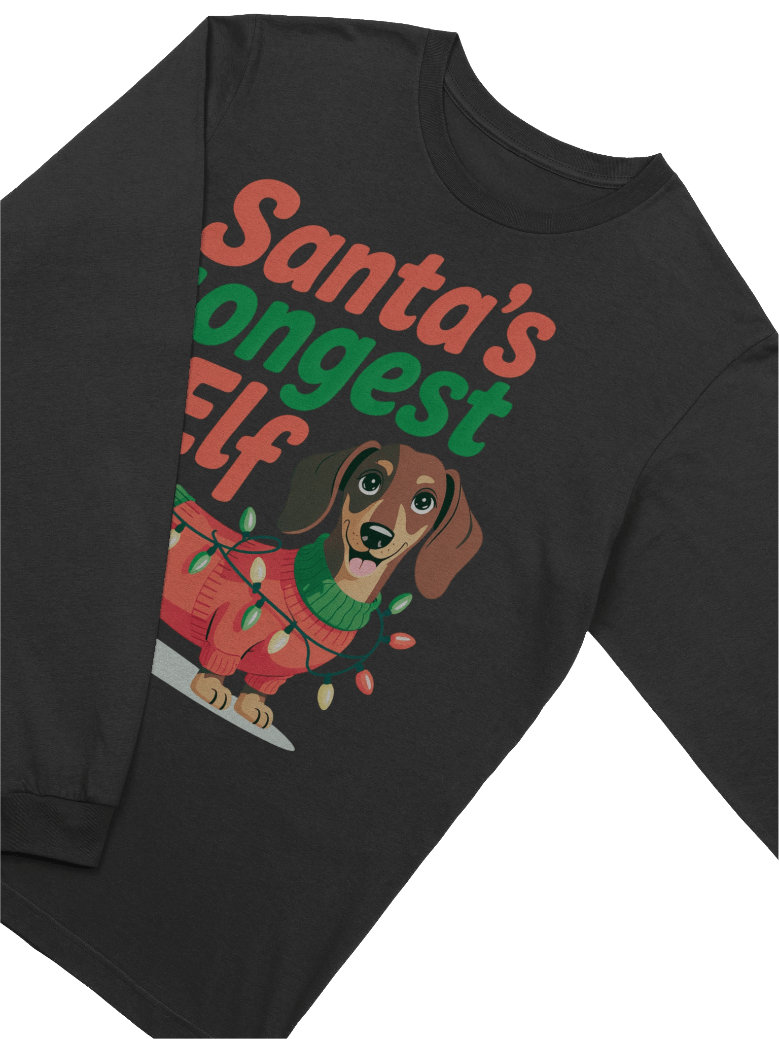 🎄 Santa's Longest Elf - Dachshund Christmas Long-Sleeve T-Shirt product image (3)