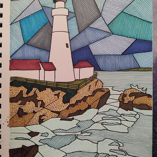 A Lighthouse I did in a stained glass sort of style on stream art-ing along and having fun with @podunkart last week.
.
.
#li...