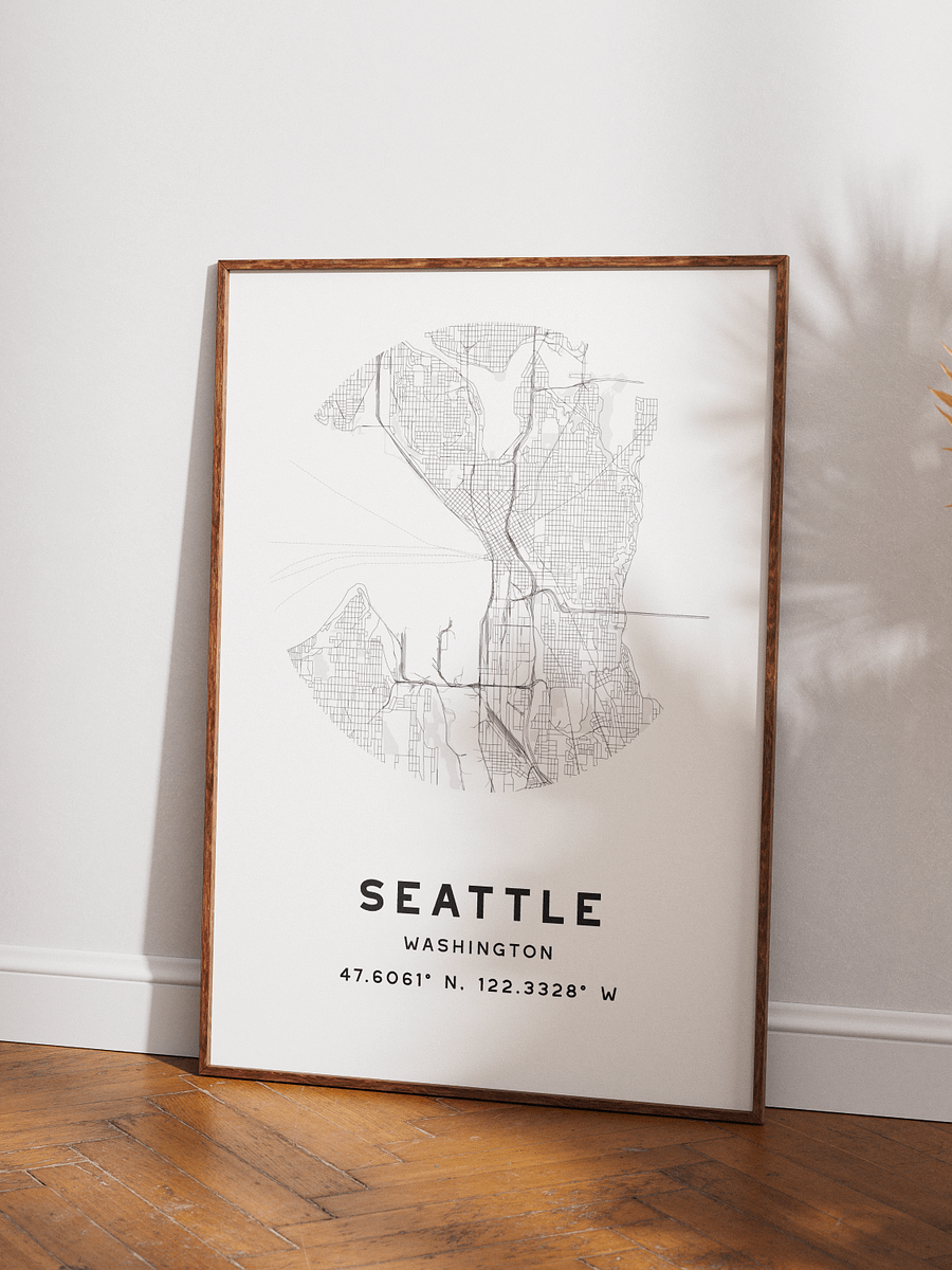 Seattle Street Map Poster – White Minimalist Circular City Art product image (3)