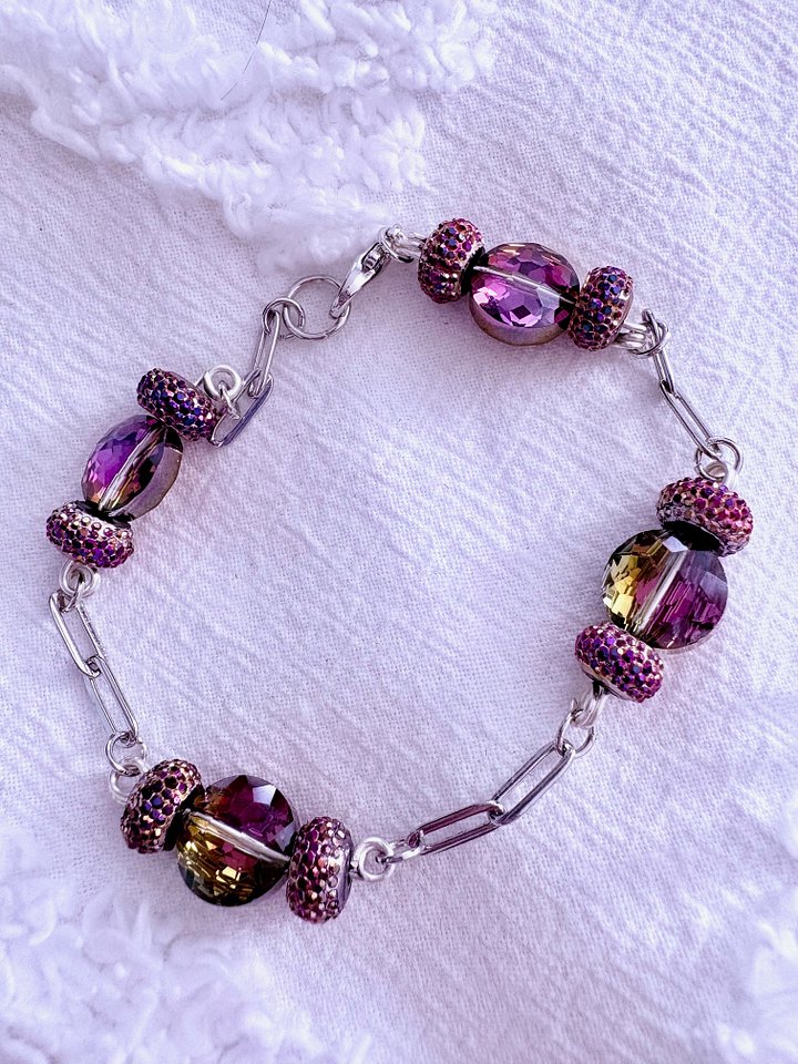 MFD-00273 | Amethyst-Esque Bracelet | Wire Wrapped Links | by Monique Faella Designs™ product image (1)