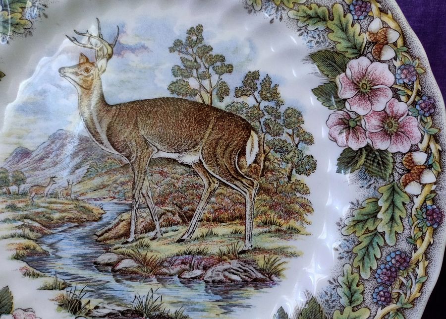 Belíssimo prato floral com cervo, fertilidade e fecundidade, árvore-da-vida product image (9)