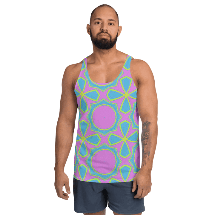 Vibrant Pink and Blue Geometric Print Top product image (1)