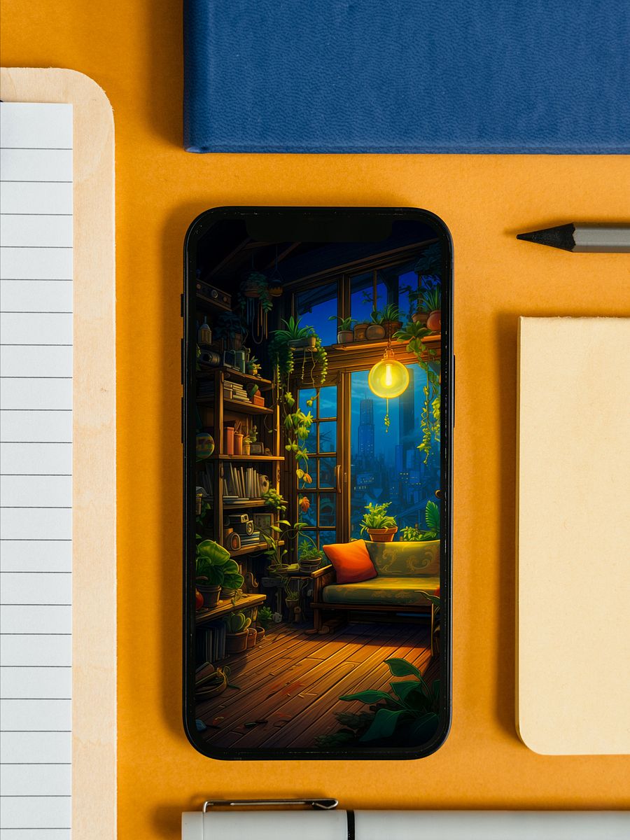 Cozy Town In Night | Studio Ghibli Inspired | Phone Wallpaper product image (6)