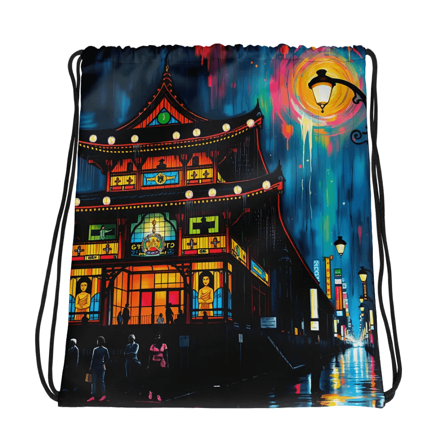 Enchanted Buddhist Temple All-Over Drawstring Bag product image (1)
