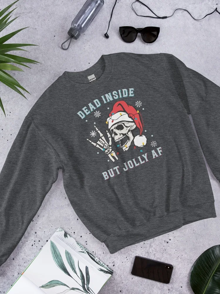 Holiday - Dead Inside but Jolly AF - Skeleton ILY sweatshirt product image (4)