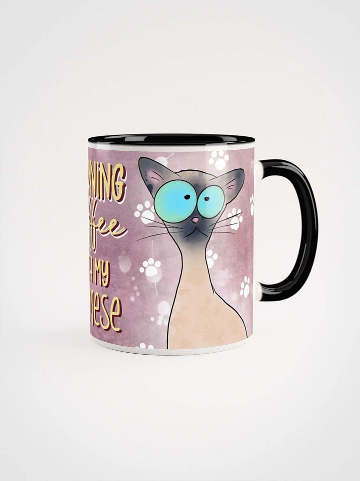 Morning Coffee With My Siamese Cat Accent Mug product image (1)