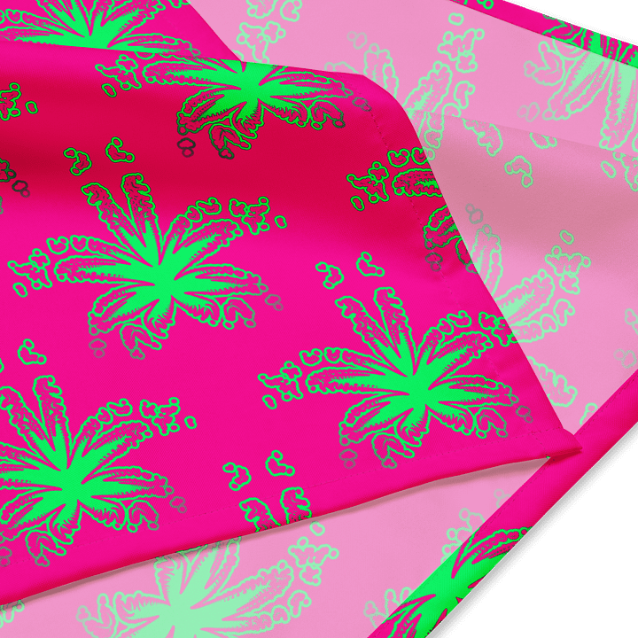 Stoner Summertime Cannabis Bandana, Hot Pink Mint Green Ganja Art, Pot Leaf Pattern Neon Rave 420 Fashion, Weird Weed Leaves Accessory product image (3)