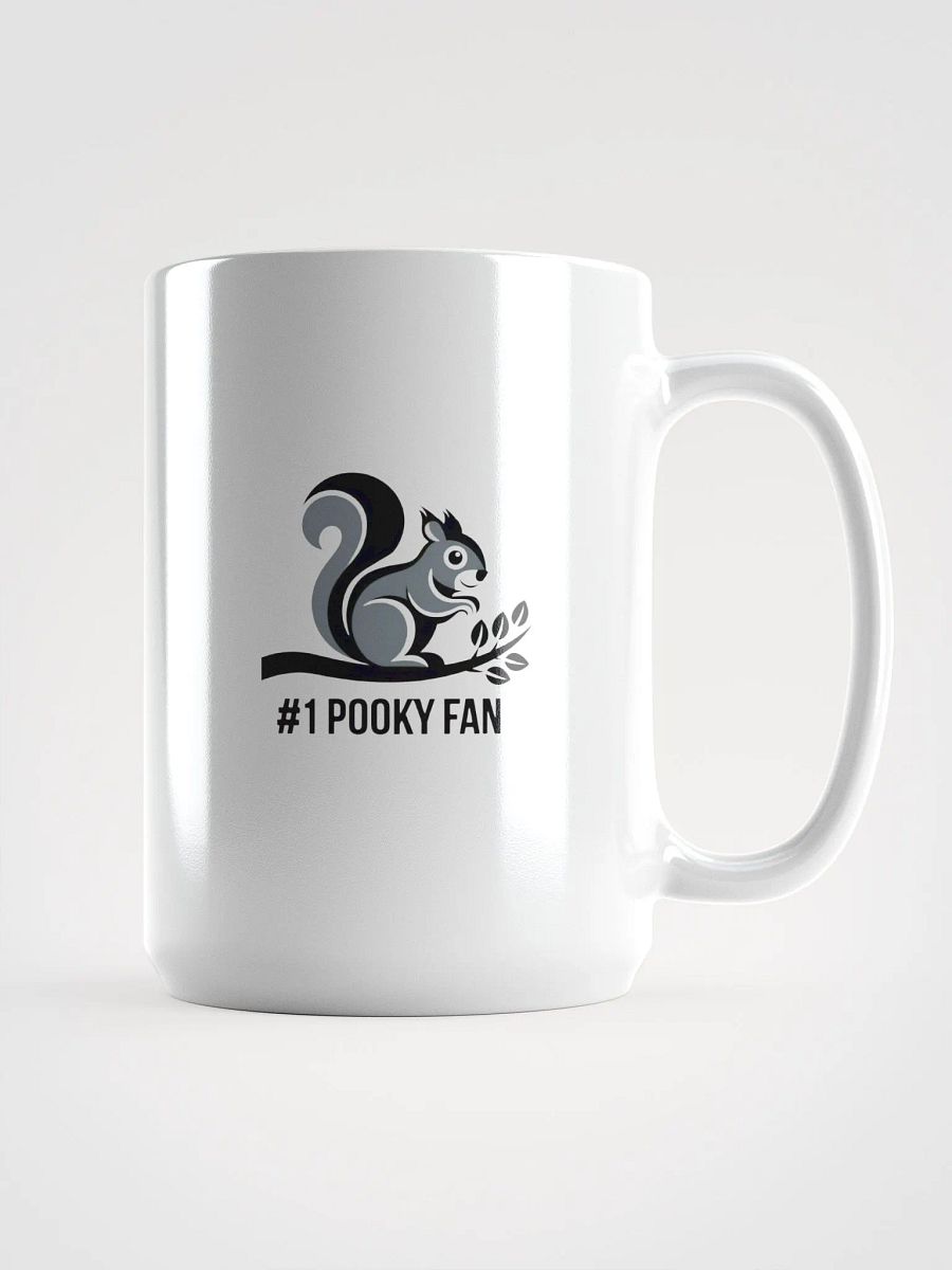 Large Mug: #1 Pooky Fan with Branch and GreyxBlack Pooky on Branch with leaves, All Greyscale product image (1)