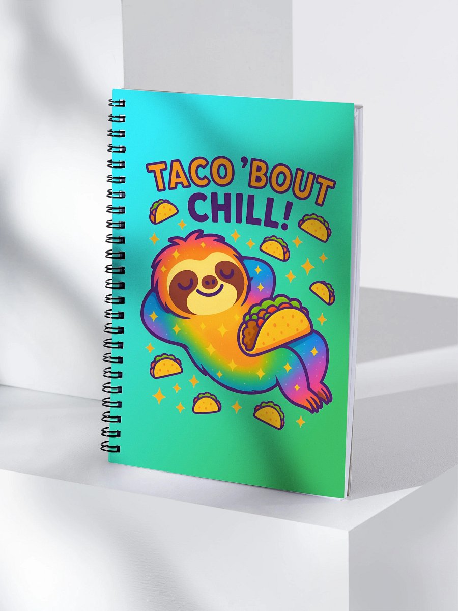 Taco ’Bout Chill – Funny Sloth Notebook With Tacos | Sloths Having Snacks Collection product image (4)