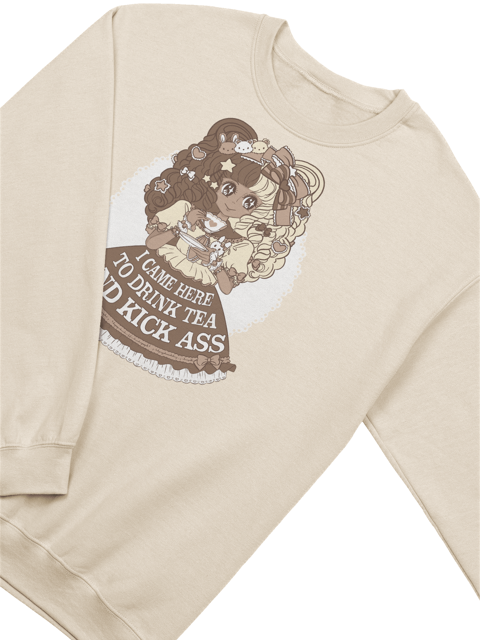 I Came Here to Drink Tea & Kick Ass (OTT, Cream) sweatshirt product image (2)