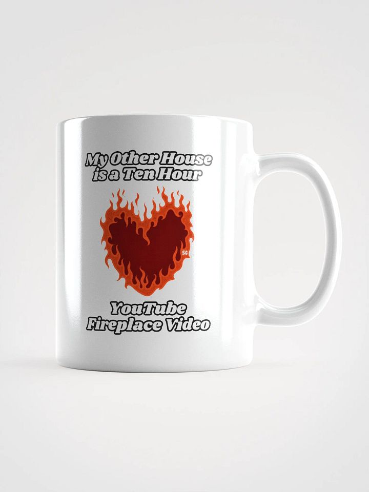 Flaming Heart - My Other House is a Ten Hour YouTube Fireplace Video | White Glossy Mug product image (1)