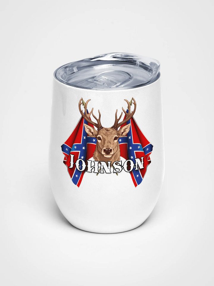 "Johnson" Last Name Rebel Redneck Deer - Wine Tumbler product image (1)