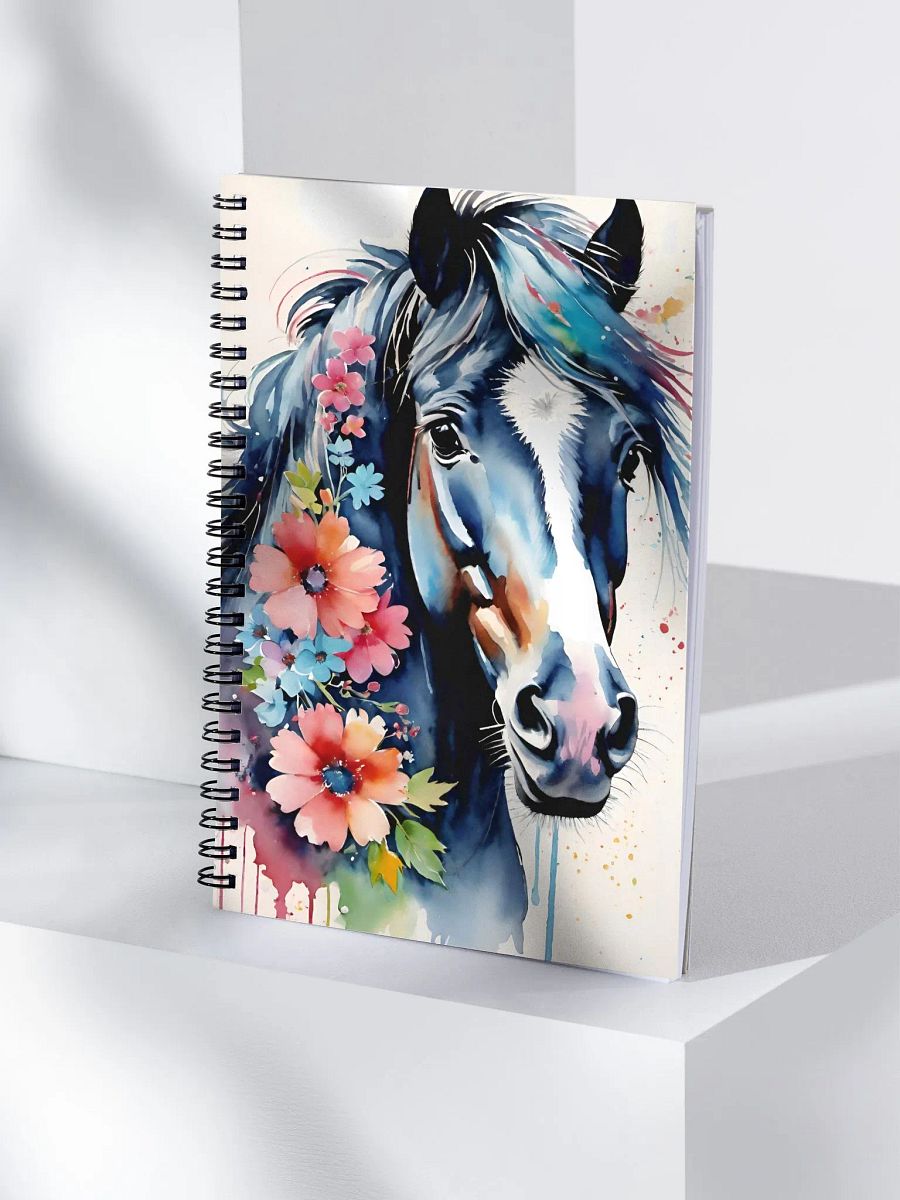Whimsical Horse Floral Grunge Spiral Notebook product image (4)