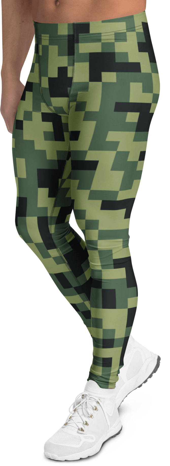 Military Green Camouflage Pixels Camo Pattern Men's Leggings product image (3)