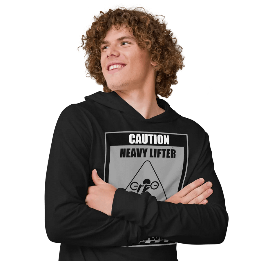 Caution Heavy Lifter Ahead Black/Gray Logo Hooded Tee product image (7)