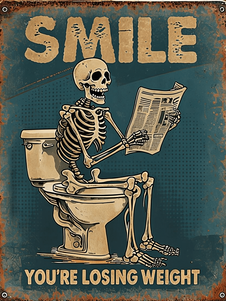 Whimsical Skeleton Toilet Reading Poster product image (1)