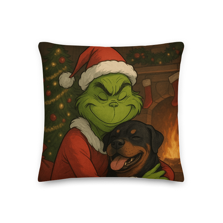 Grinch & Rottweiler Christmas Premium Pillow product image (3)