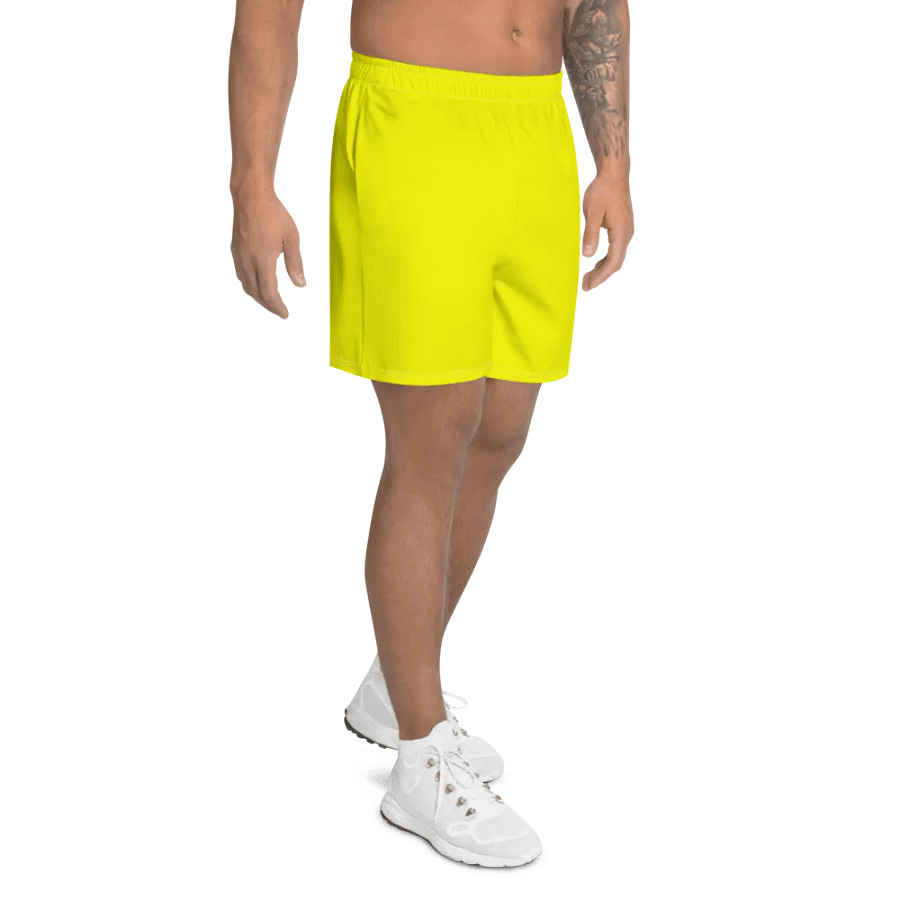 Plain Color Yellow Athletic Long Shorts product image (4)