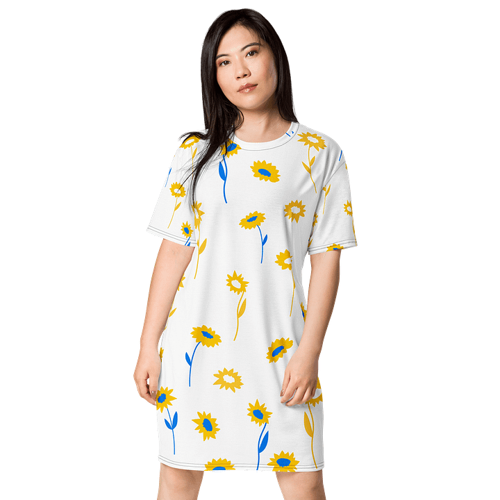 TDS Women's Oversized Sunflower Print T-Shirt Dress product image (1)