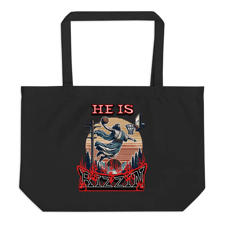 He Is Rizzin Basketball Jesus Flames Eco Tote product image (1)